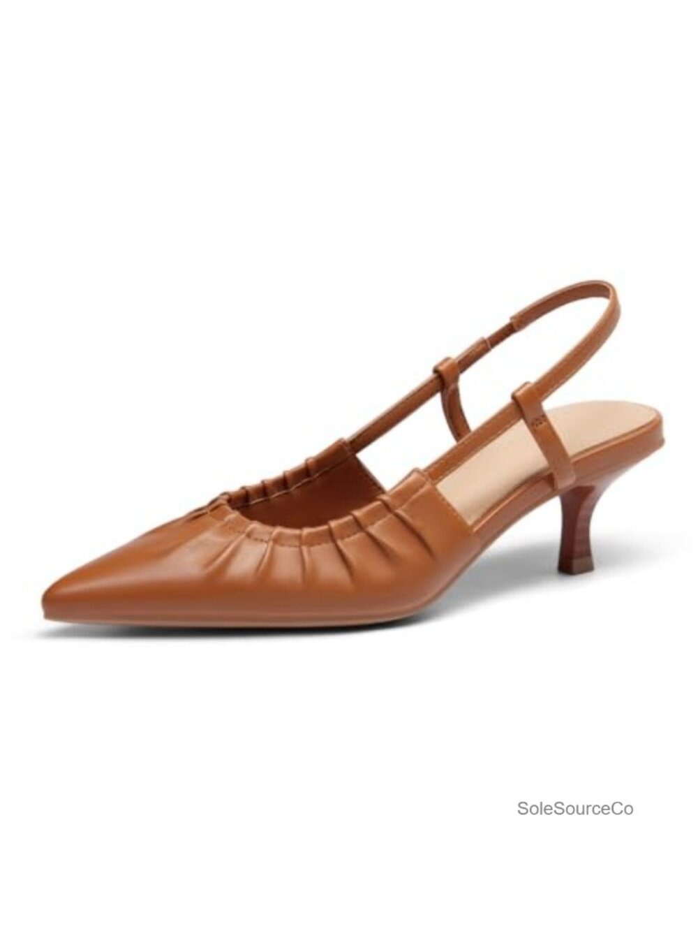 Kitten Heels Slingback Pointed Toe Faux Leather Dress Pumps
